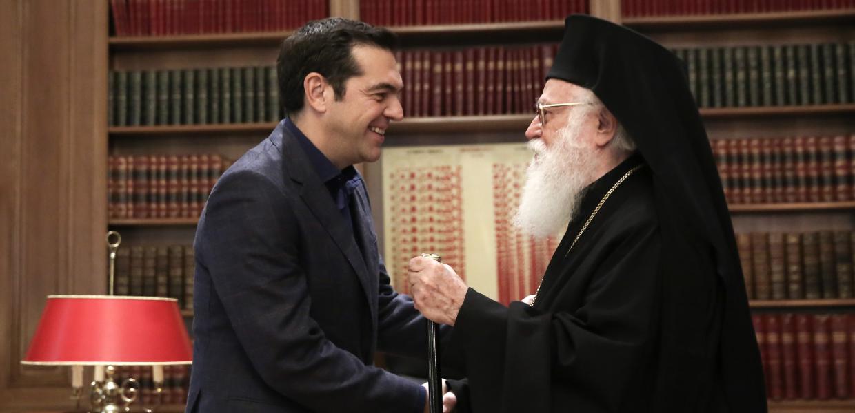 Ο Αλέξης Τσίπρας με τον Αρχιεπίσκοπο Αναστάσιο το Νοέμβριο του 2017