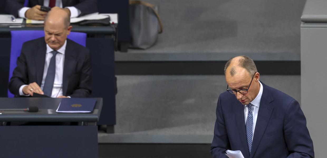 Ο Όλαφ Σολτς και ο Φρίντριχ Μερτς