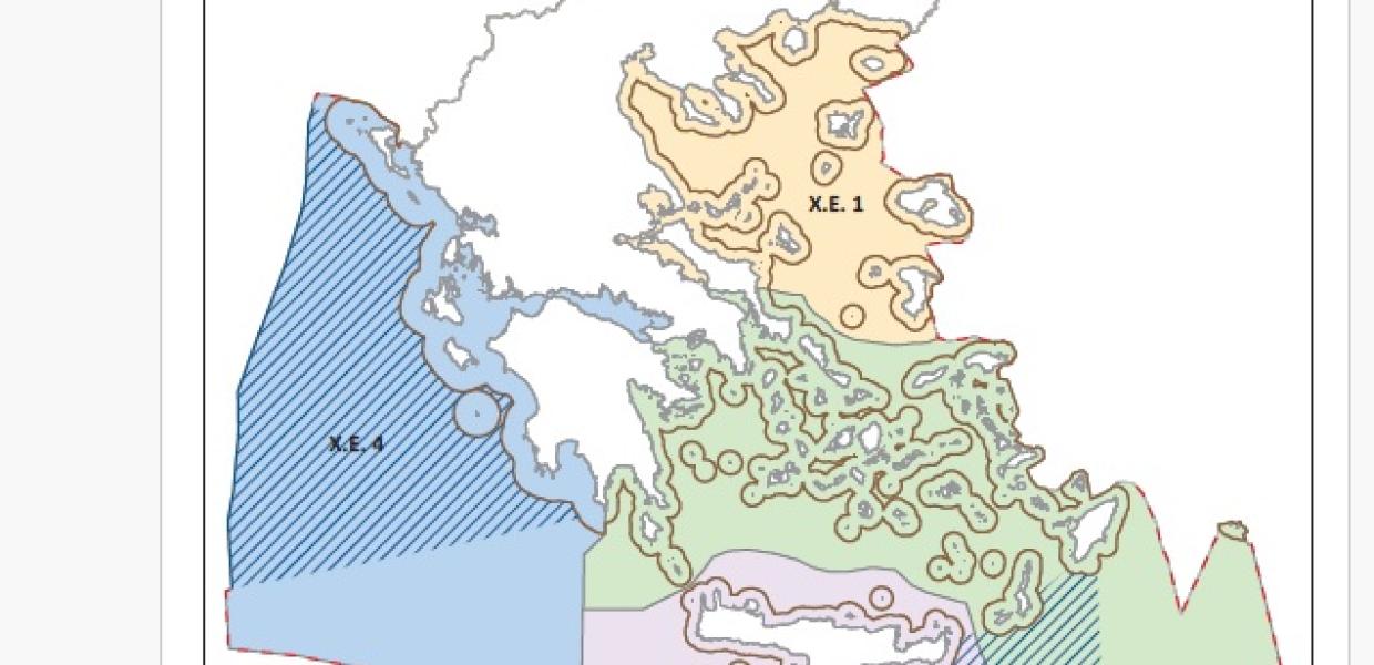 Χάρτης με τον Θαλάσσιο Χωροταξικό Σχεδιασμό