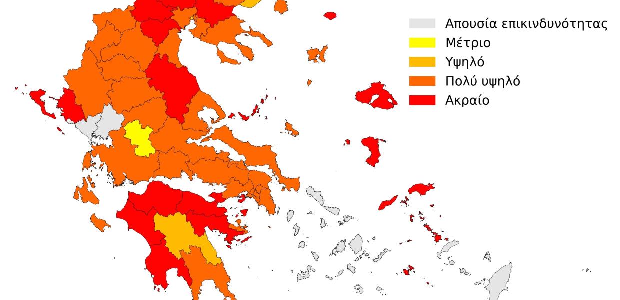 Χάρτης με καύσωνα