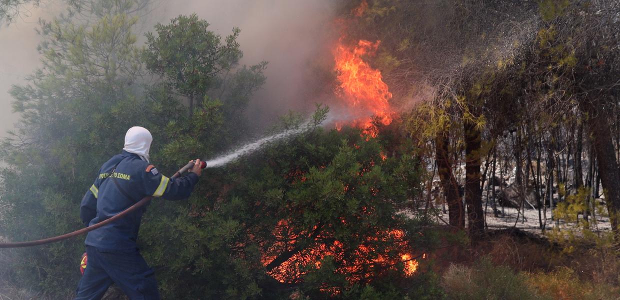 Πυροσβέστες μάχεται με τις φλόγες