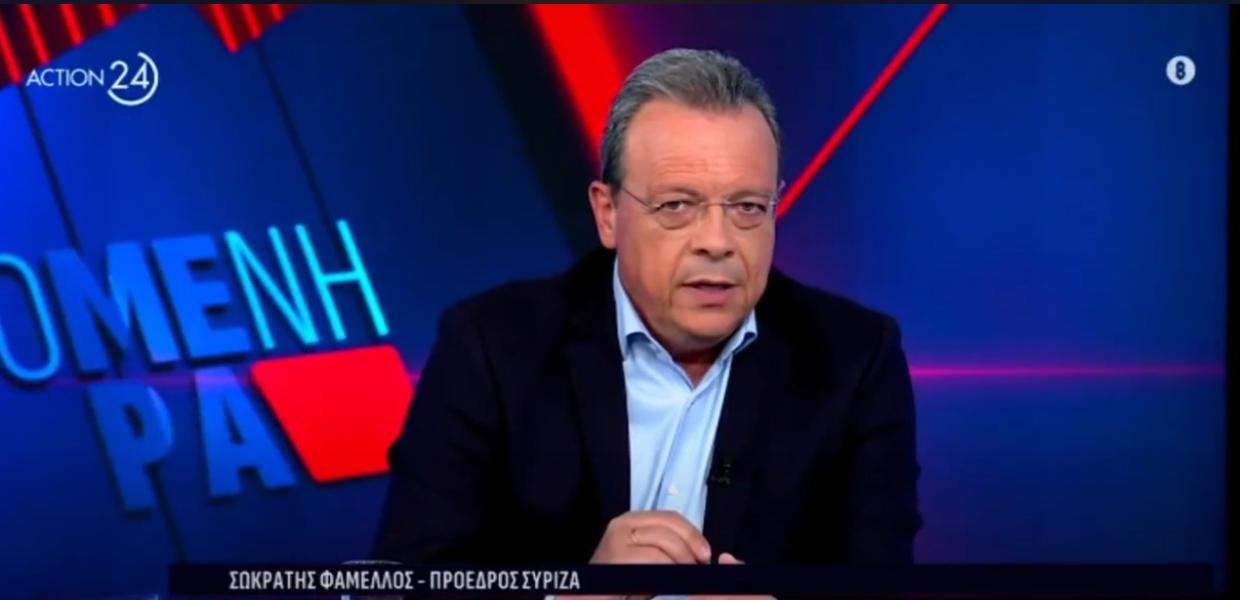 O Σωκράτης Φάμελλος μιλώντας στο Action 24