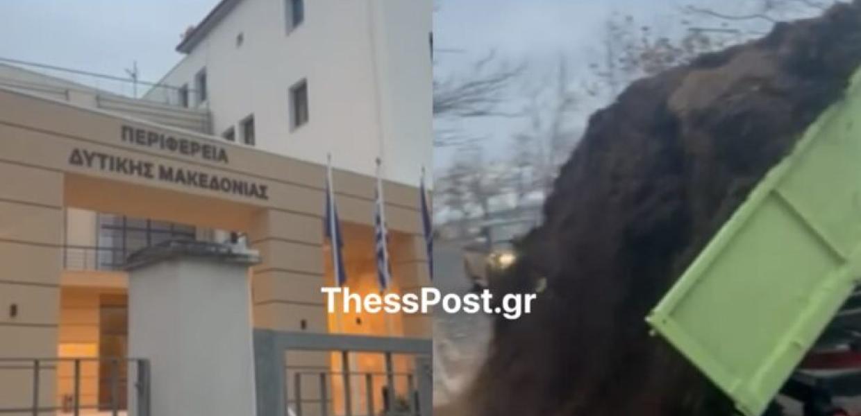 Αγρότες πέταξαν κοπριά έξω από το κτίριο της περιφέρειας δυτικής μακεδονίας