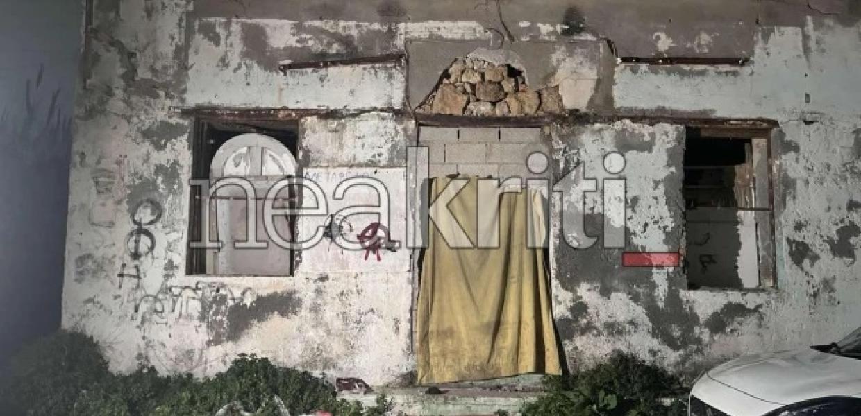 Το εγκαταλελειμμένο κτίριο όπου βρέθηκε η σορός του άντρα στο Ηράκλειο Κρήτης