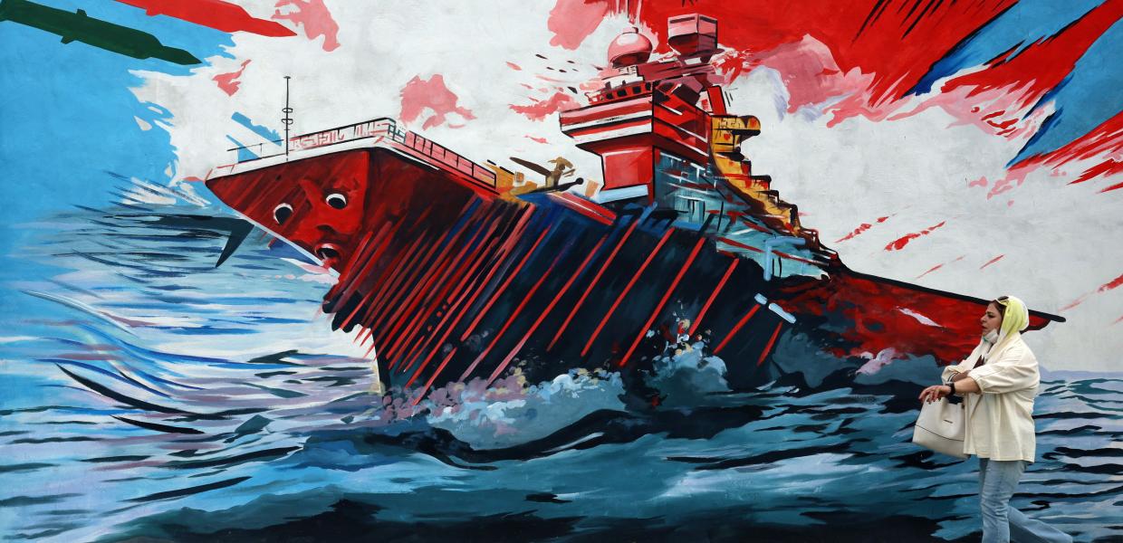Τοιχογραφία με πλοίο σε τοίχο της Τεχεράνης