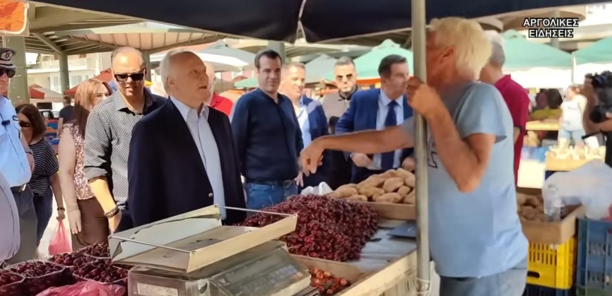 Πλεύρης και Ανδριανός σε λαϊκή αγορά στο Άργος